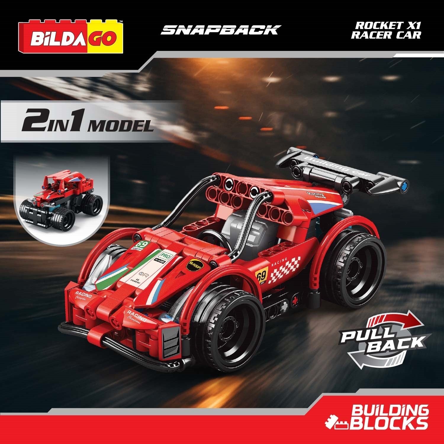 Snapback Racers - Rocket X1 - Pull back Racer Car (200 Pcs) – Bildago