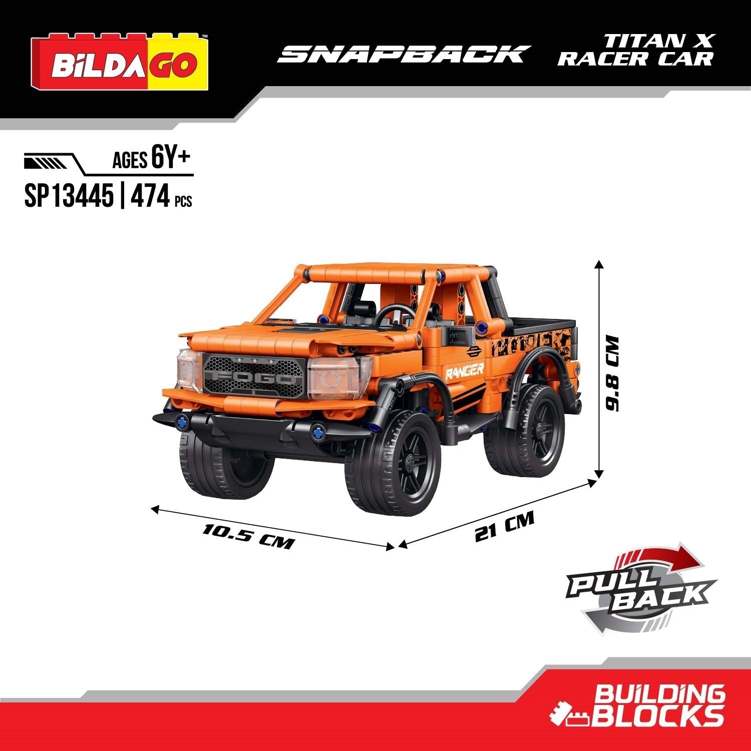 Snapback Racers - Titan X - Pull back Racer Car (474 PCS)