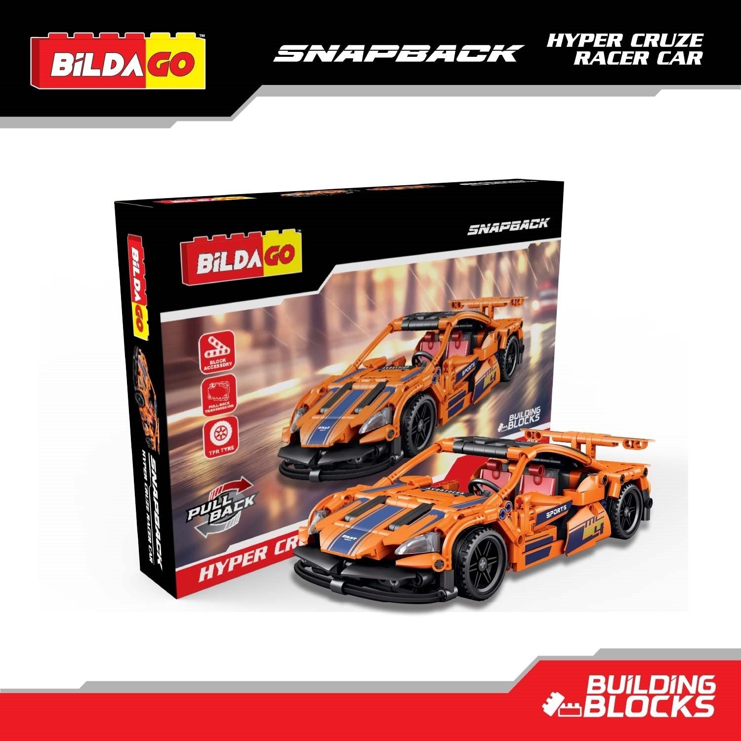 Snapback Racers - Hyper Cruze - Pull back Racer Car (428 PCS)