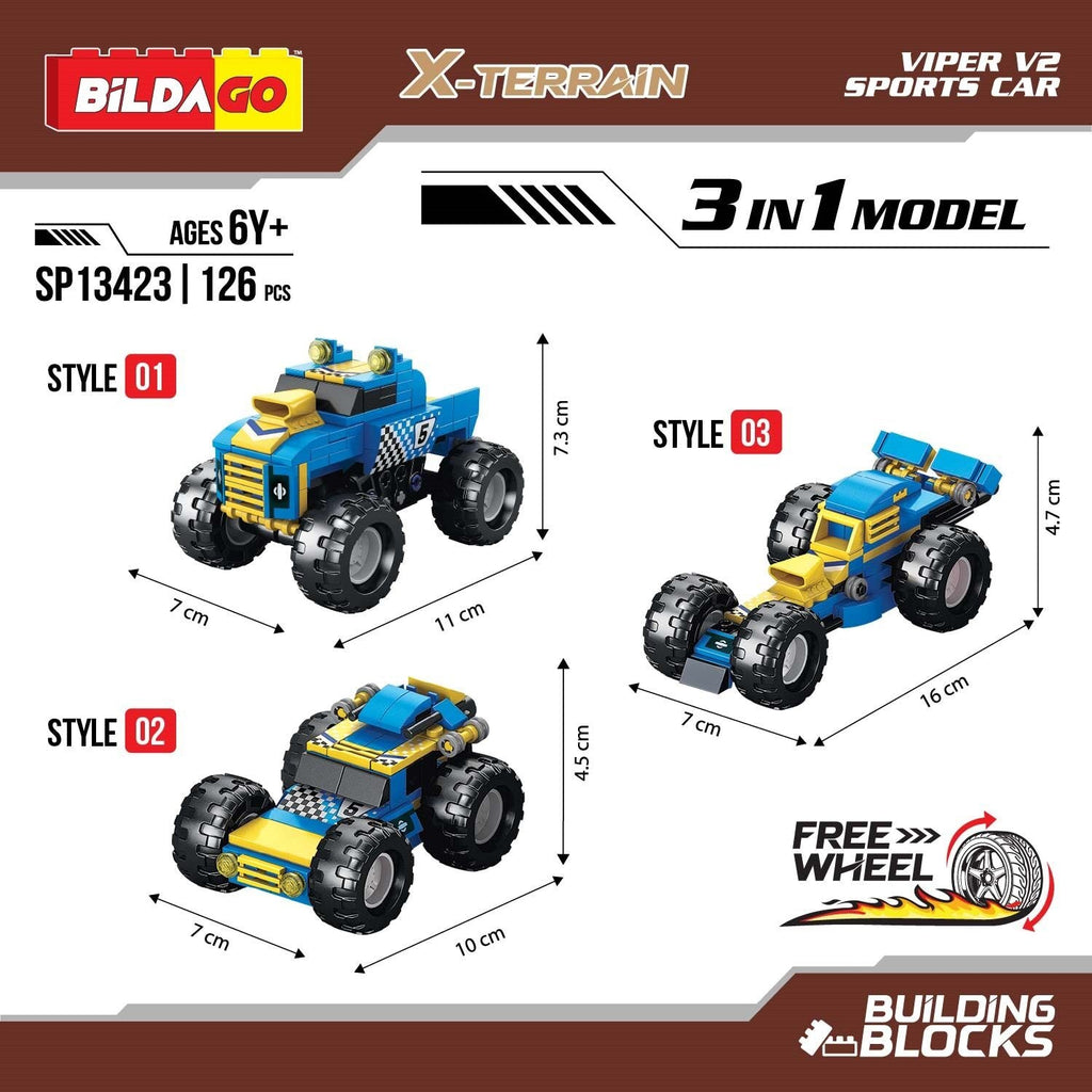 X-Terrain - VIPER V2 SPORTS CAR (SP13423) - 3-in-1 Model (126 PCS)