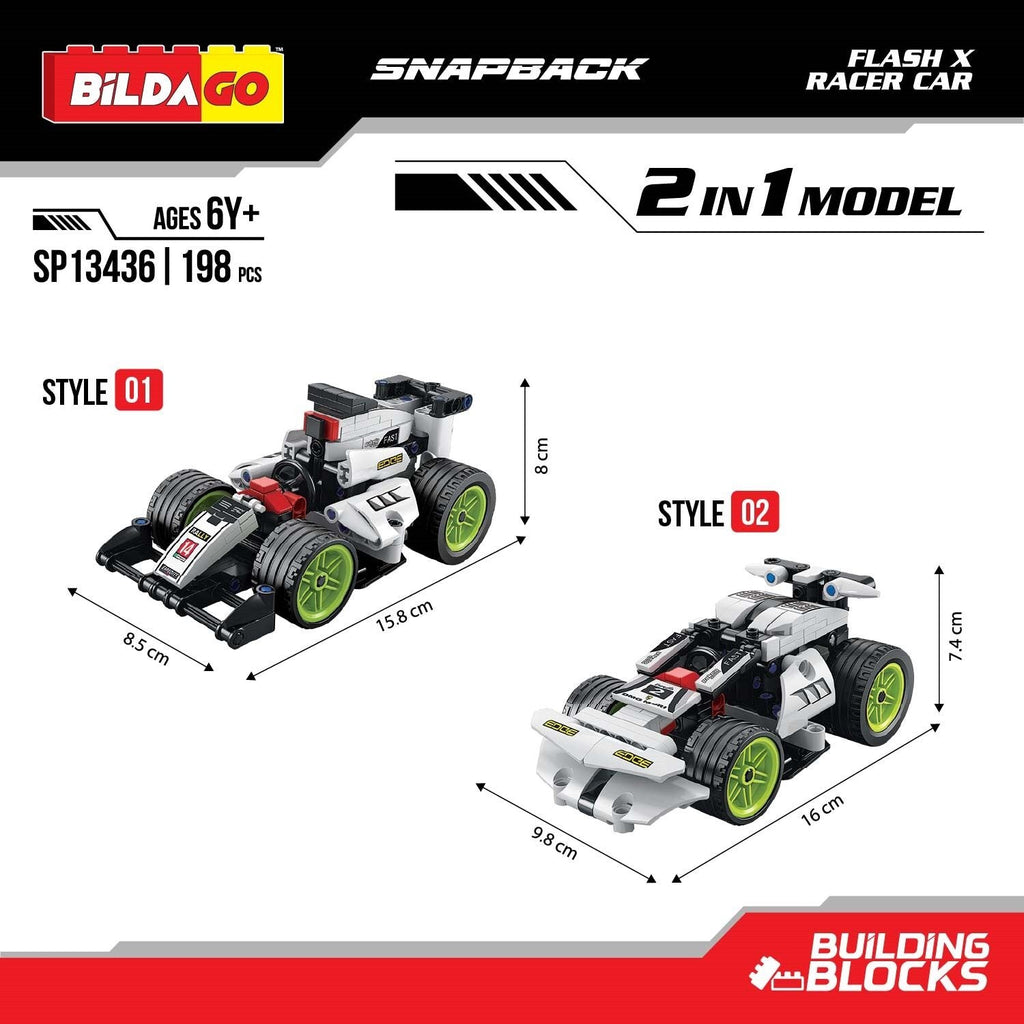 Snapback Racers - Flash X - Pull back Racer Car (198 PCS)