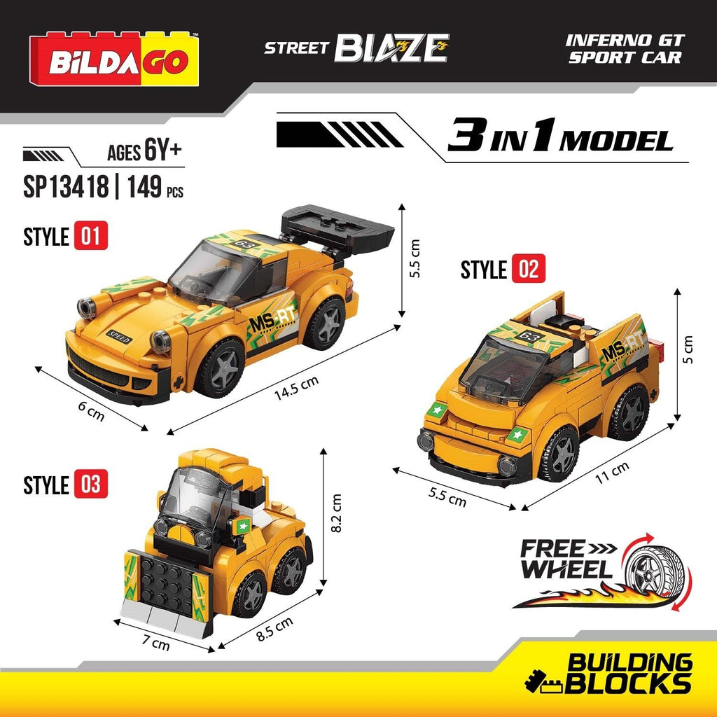 Street Blaze - Inferno GT Sports Car (SP13418), 3-in-1 Model (149 PCS)