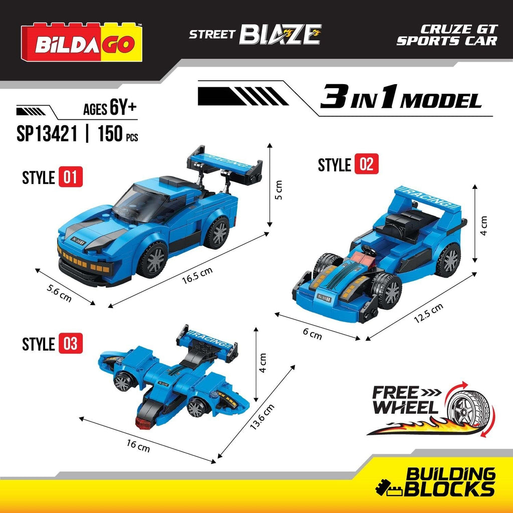 Street Blaze - Cruze GT Sports Car (SP13421), 3-in-1 Model (150 PCS)