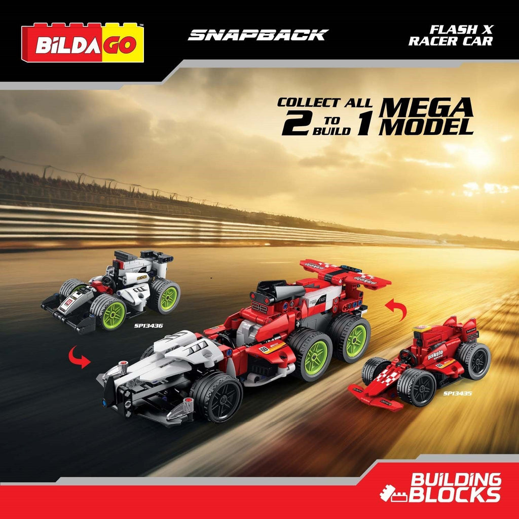 Round Pull Back Racers Snapback Racers - Flash X - Pull back Racer Car (198 PCS) – Bildago