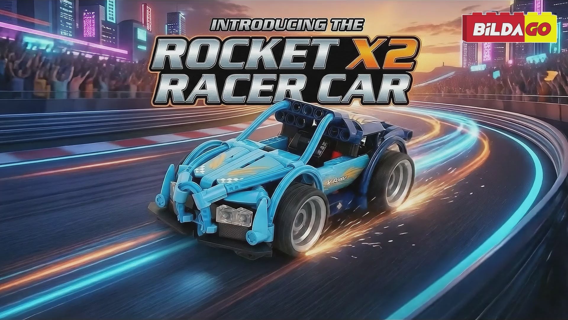 Bildago Snapback Racers - Rocket X2 - Pull back Racer Car (204 Pcs)